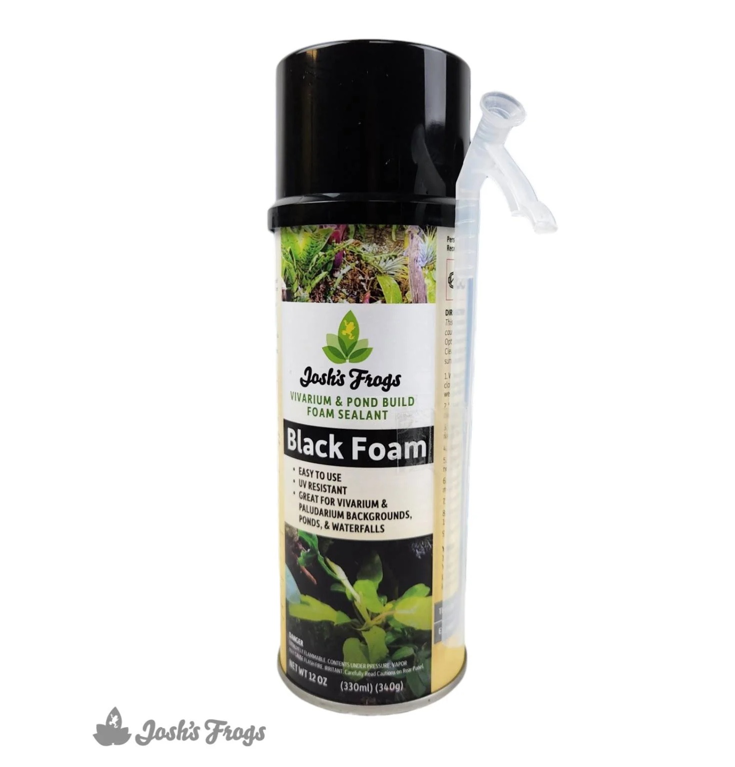 Josh's Frogs Vivarium & Pond Build Foam Sealant, Black (12 oz.)